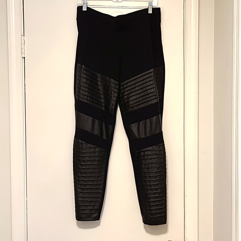 Black and Faux Leather Leggings